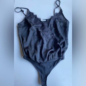 A&F black silk bodysuit